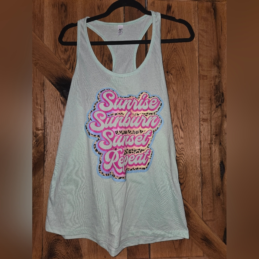 Next Level Apparel Cream Pink Graphic Racerback Tank Top